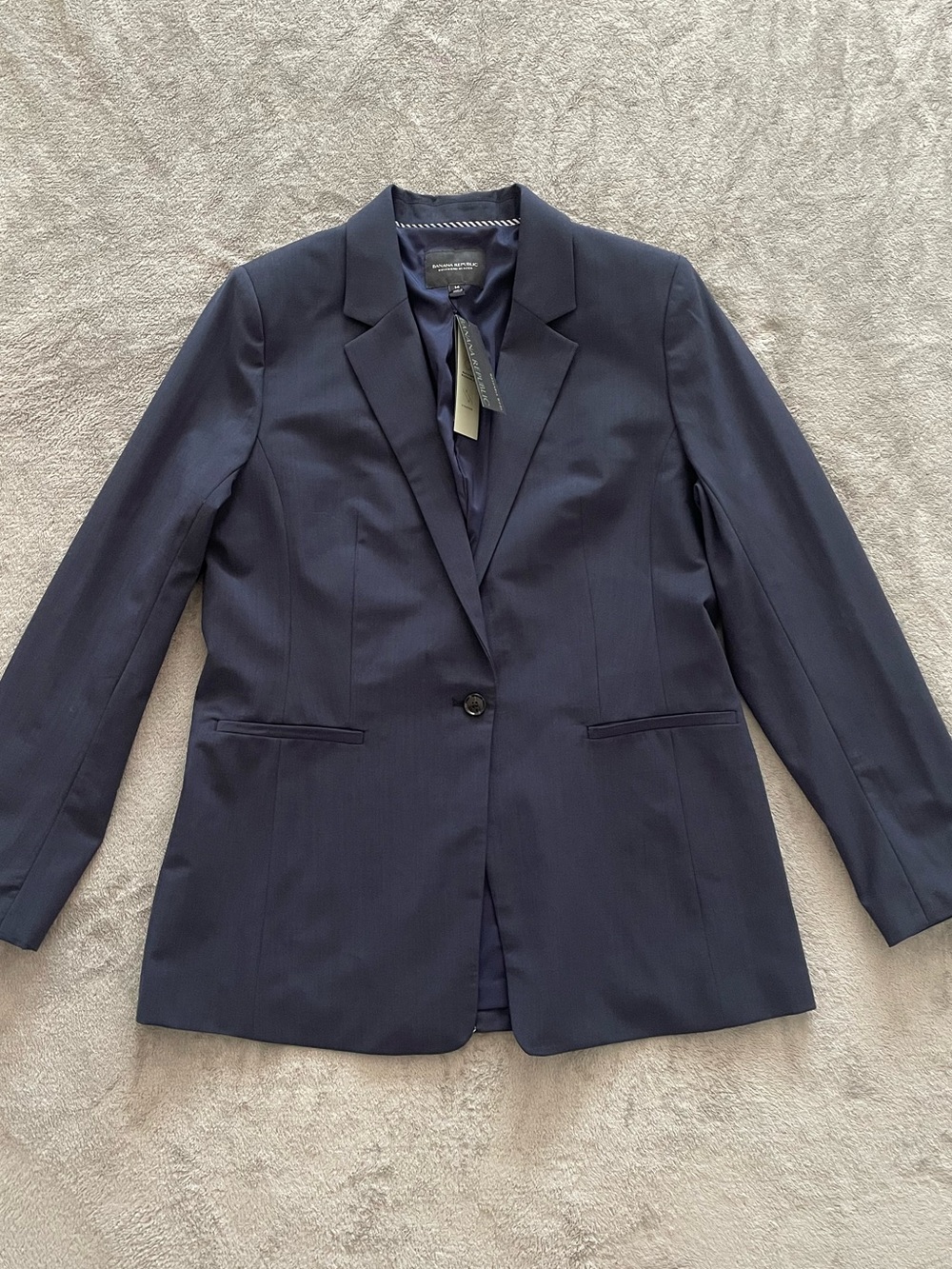 Banana Republic Marzotto Italian Wool Boyfriend Single Button Blazer Size 14